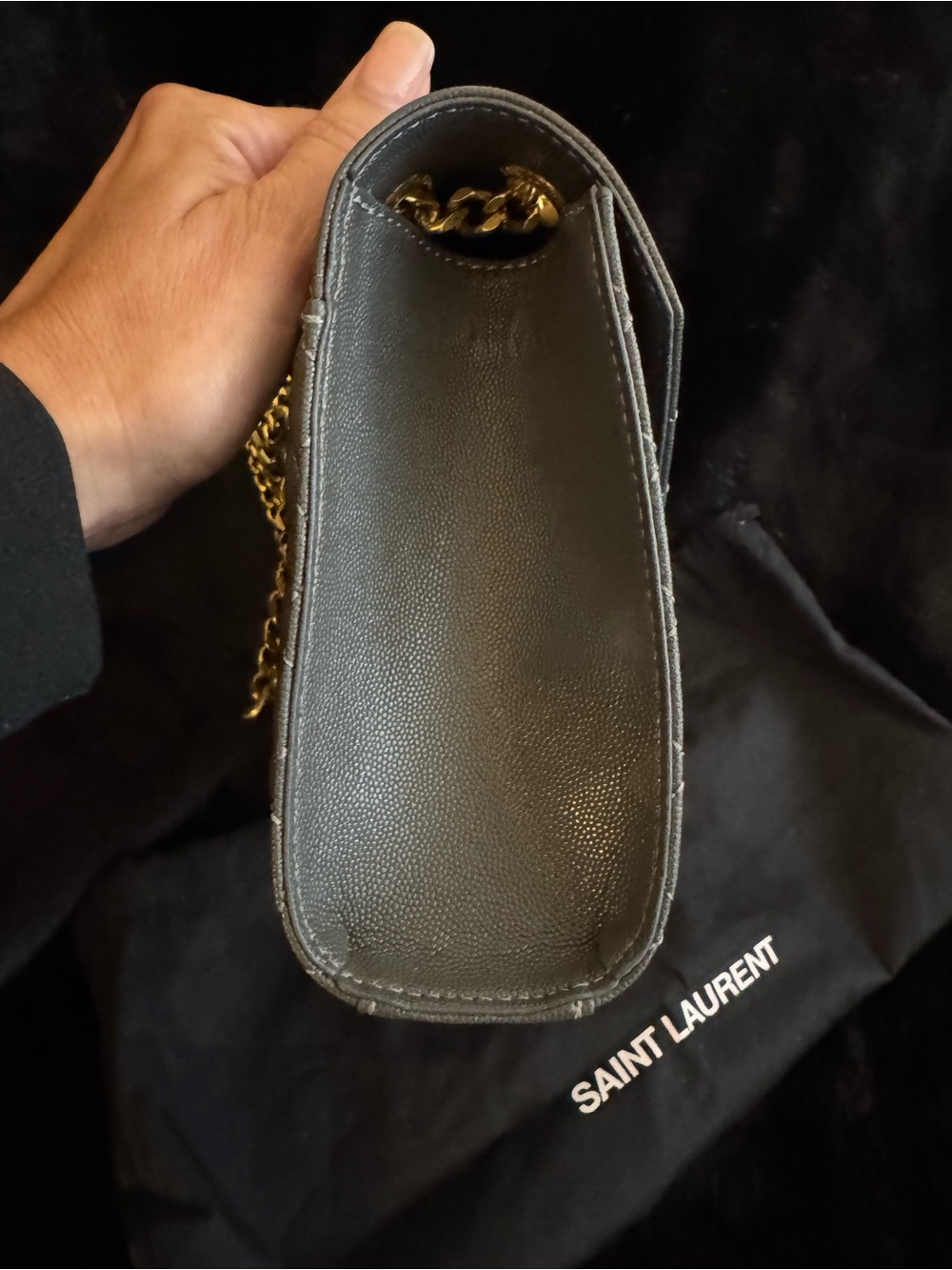 Saint Laurent YSL Gray Quilted Caviar Leather Shoulder Bag w/Dust Bag EUC - Picture 6 of 11